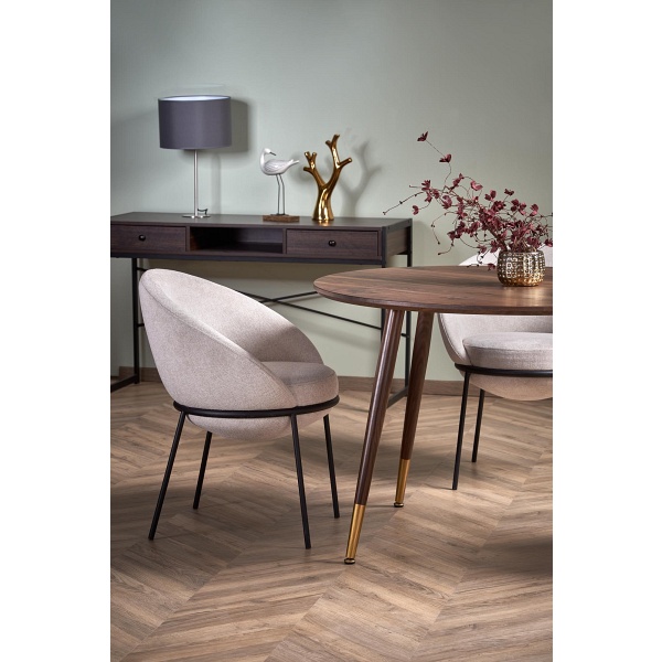 Stół DOMENICO blat - orzech, nogi - orzech / złoty - Halmar