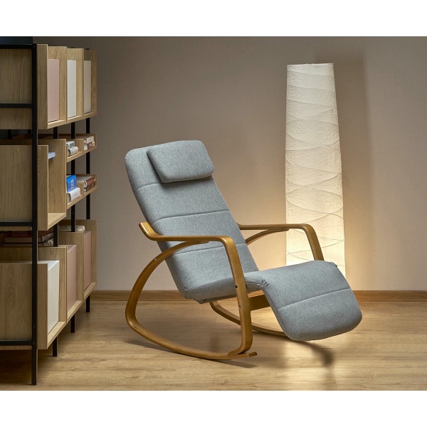 Fotel PRIME wypoczynkowy z funkcją kołyski popielaty - Halmar