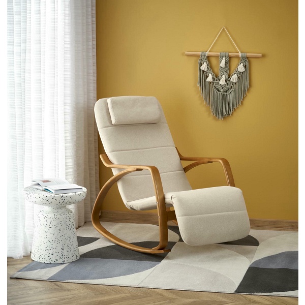 Fotel PRIME wypoczynkowy z funkcją kołyski, beżowy - Halmar