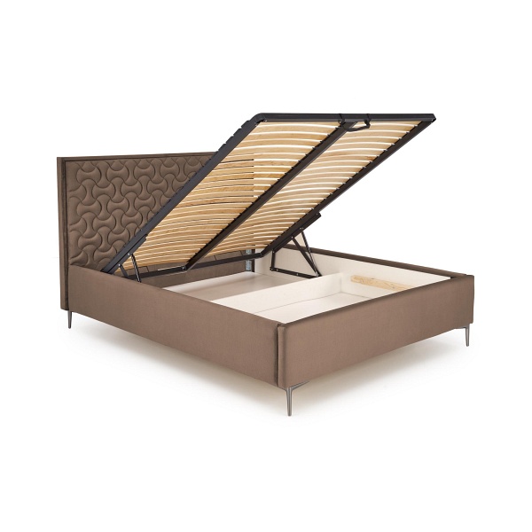 Łóżko MODULO W2 160 - wezgłowie beżowy tap. Monolith 09 - Halmar