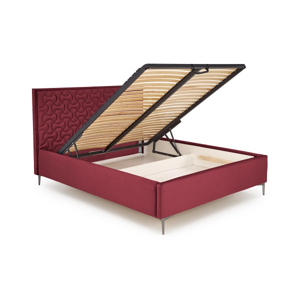 Łóżko MODULO W2 160 - wezgłowie bordowy tap. Monolith 59 - Halmar