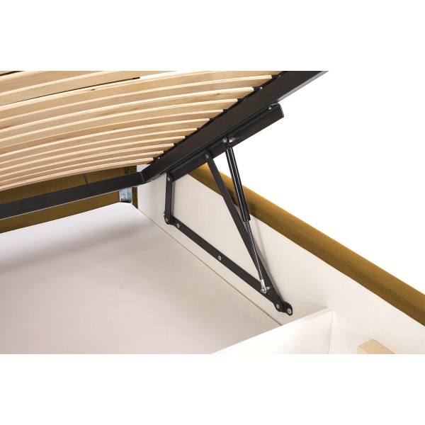 Łóżko MODULO W2 160 - wezgłowie musztardowy tap. Monolith 48 - Halmar