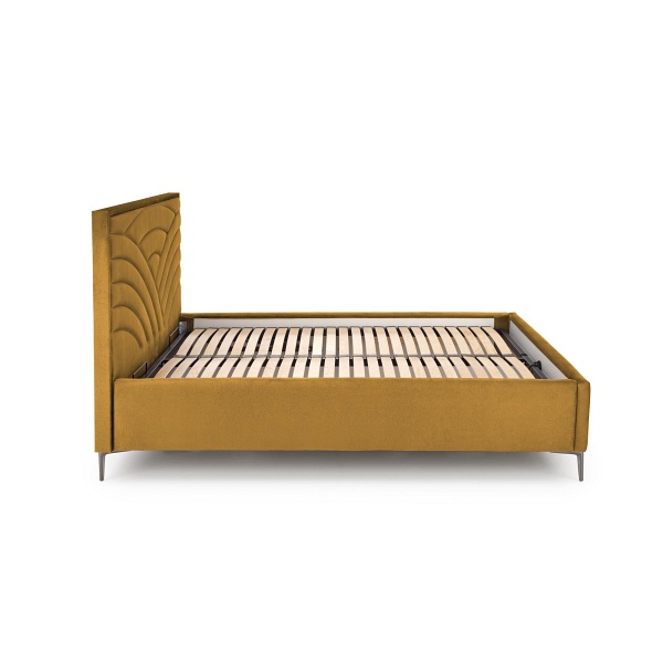 Łóżko MODULO W3 160 - wezgłowie musztardowy tap. Monolith 48 - Halmar