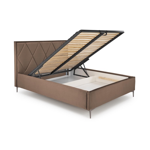 Łóżko MODULO W4 160 - wezgłowie beżowy tap. Monolith 09 - Halmar