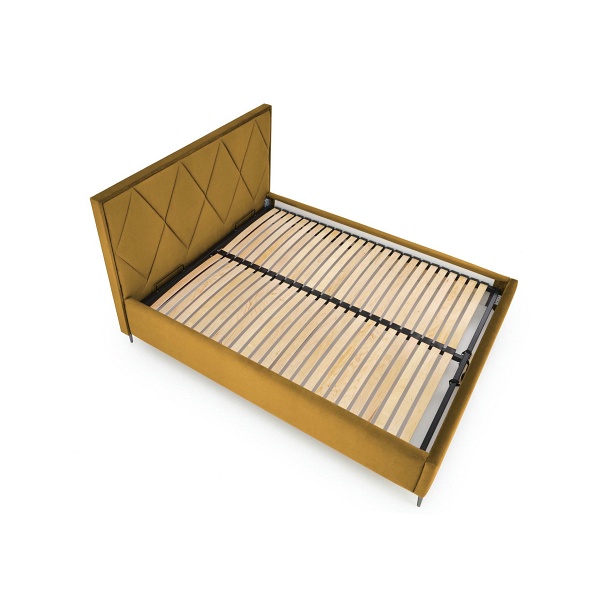 Łóżko MODULO W4 160 - wezgłowie musztardowy tap. Monolith 48 - Halmar