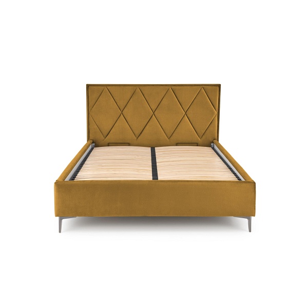 Łóżko MODULO W4 160 - wezgłowie musztardowy tap. Monolith 48 - Halmar