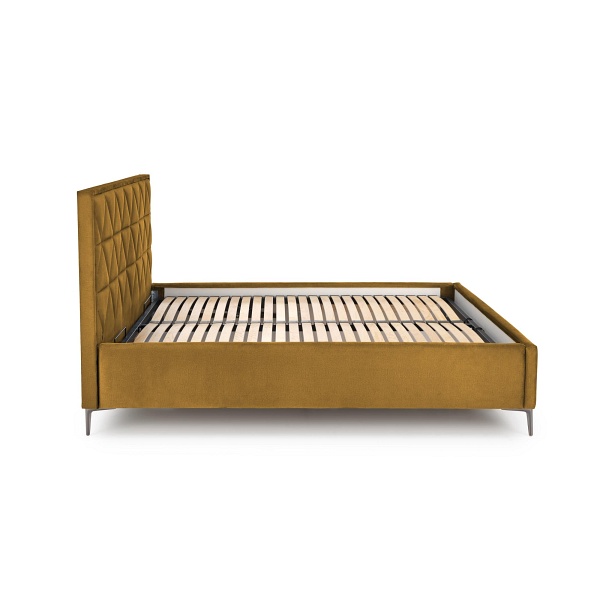 Łóżko MODULO W5 160 - wezgłowie musztardowy tap. Monolith 48 - Halmar