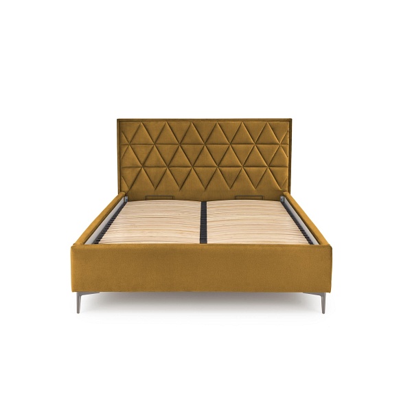 Łóżko MODULO W5 160 - wezgłowie musztardowy tap. Monolith 48 - Halmar