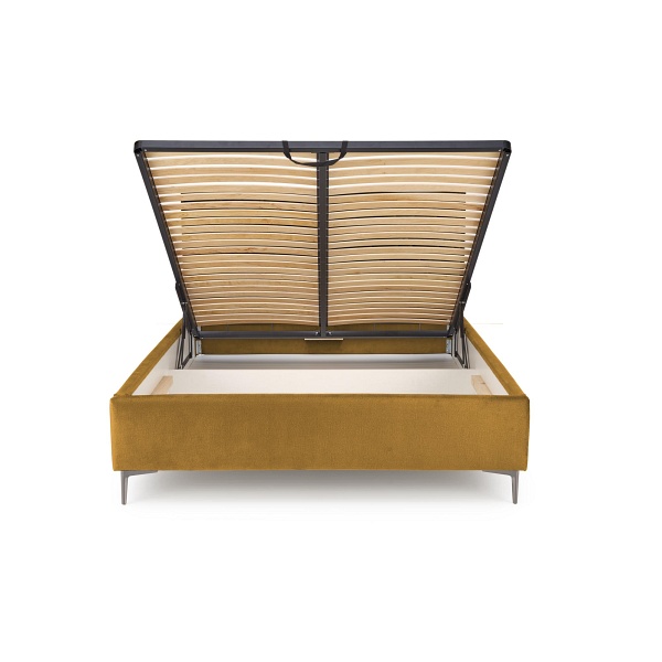 Łóżko MODULO W5 160 - wezgłowie musztardowy tap. Monolith 48 - Halmar