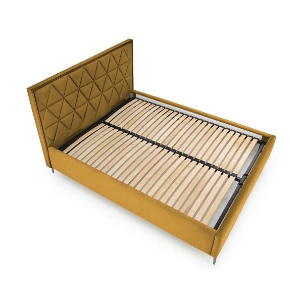 Łóżko MODULO W5 160 - wezgłowie musztardowy tap. Monolith 48 - Halmar