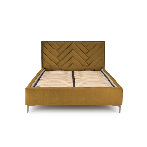 Łóżko MODULO korpus 160 - musztardowy tap. Monolith 48 - Halmar