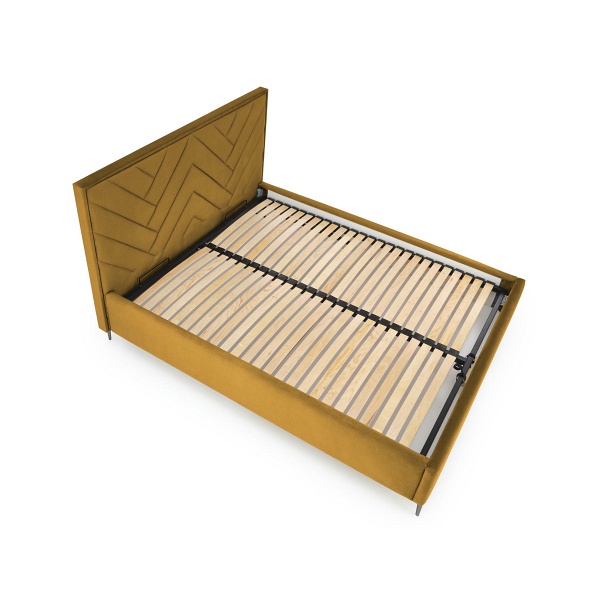 Łóżko MODULO korpus 160 - musztardowy tap. Monolith 48 - Halmar