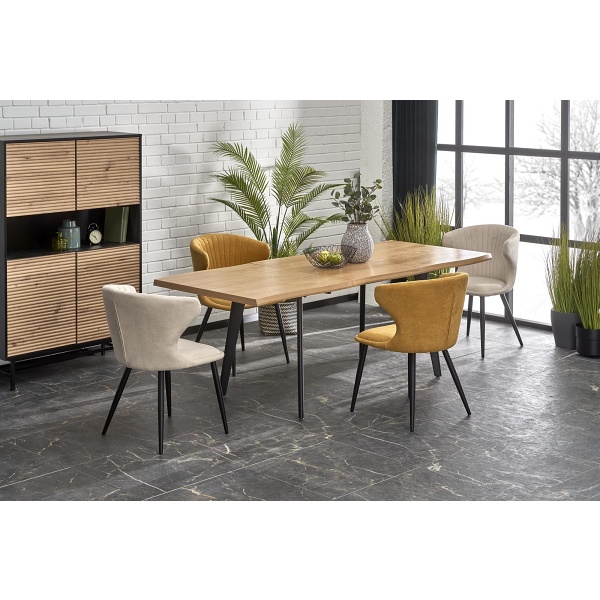 Stół DICKSON 2 rozkładany 150-210/90 cm, blat - naturalny, nogi - czarny - Halmar