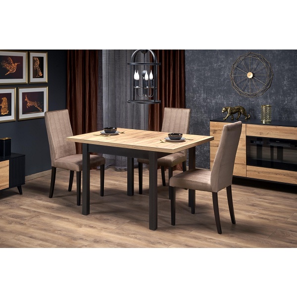 Stół TIAGO KWADRAT rozkładany 90-125/90 blat: dąb craft, nogi: czarny - Halmar