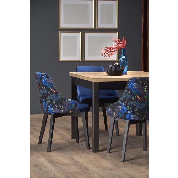 Stół TIAGO KWADRAT rozkładany 90-125/90 blat: dąb craft, nogi: czarny - Halmar