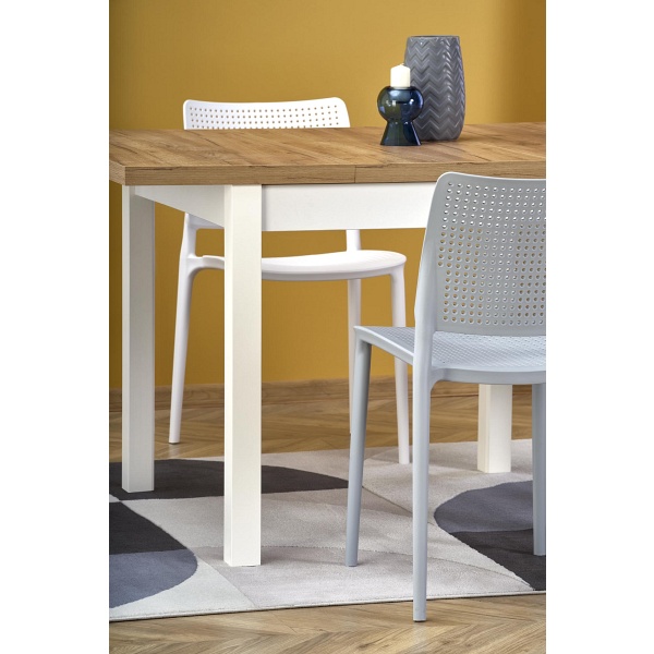 Stół TIAGO KWADRAT rozkładany 90-125/90 blat: dąb craft, nogi: biały - Halmar