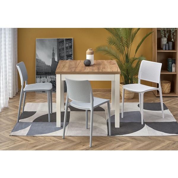 Stół TIAGO KWADRAT rozkładany 90-125/90 blat: dąb craft, nogi: biały - Halmar