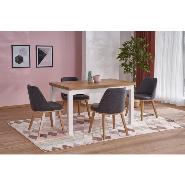 Stół TIAGO 2 rozkładany 140-220/80 blat: dąb craft, nogi: biały - Halmar