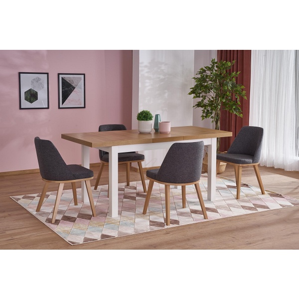 Stół TIAGO 2 rozkładany 140-220/80 blat: dąb craft, nogi: biały - Halmar