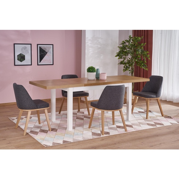 Stół TIAGO 2 rozkładany 140-220/80 blat: dąb craft, nogi: biały - Halmar