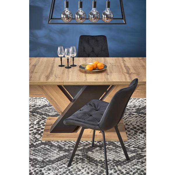 Stół BRANDON rozkładany 160-200/90 cm dąb wotan/czarny - Halmar