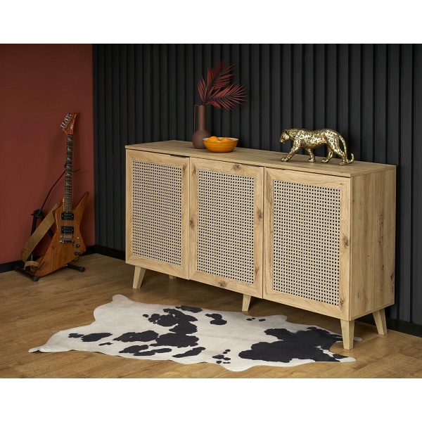 Komoda BORNEO KM-1 dąb artisan/czarny - Halmar