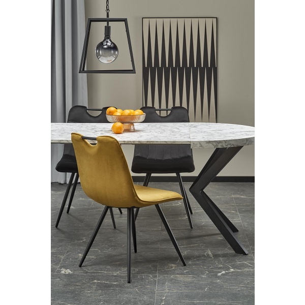 Stół PERONI rozkładany biały marmur - czarny - Halmar