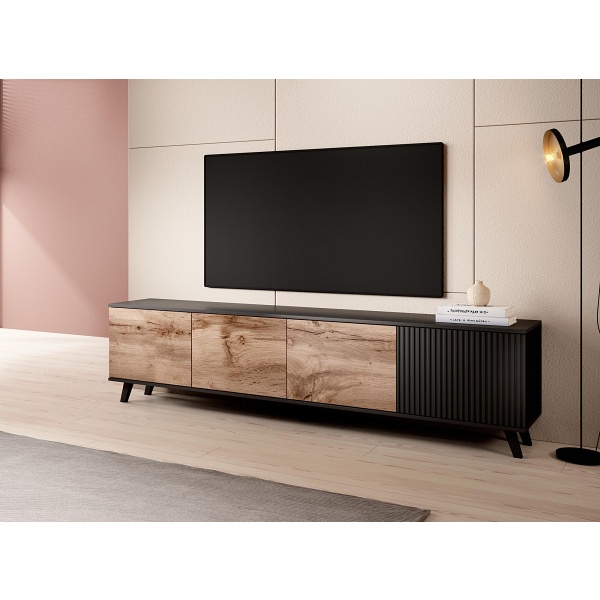 Stolik RANDOM RTV-3 RTV 200 cm dąb wotan/czarny - Halmar