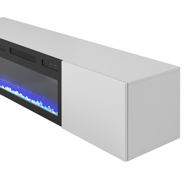 Rtv LIVO 180 wisząca z kominkiem biały - Halmar