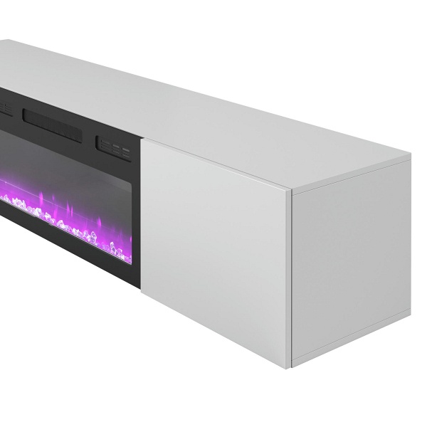 Rtv LIVO 180 wisząca z kominkiem biały - Halmar