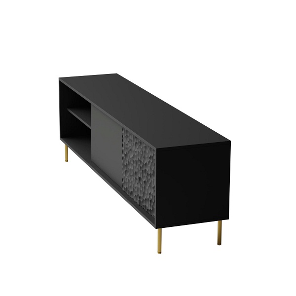 Stolik BULLET RTV-1 RTV 180 cm czarny, nogi: złoty - Halmar