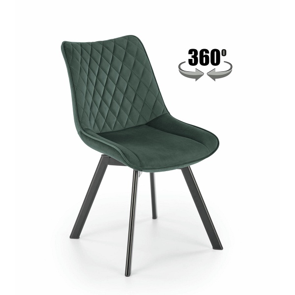 Krzesło K520 nogi - czarne, siedzisko - ciemny zielony - Halmar