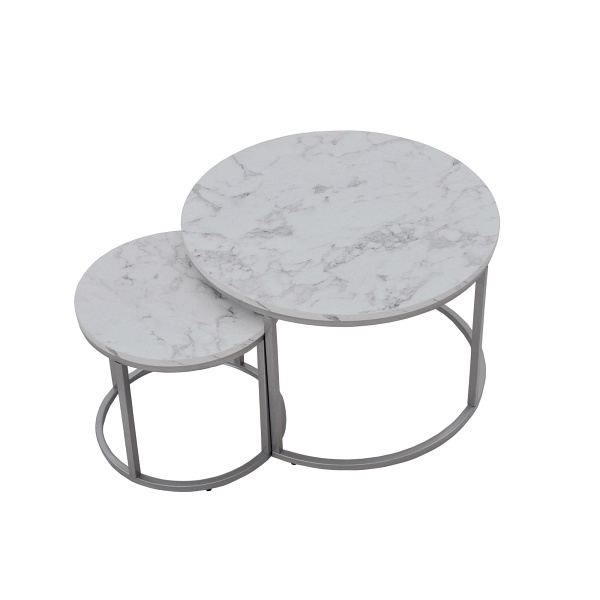 PAOLA zestaw 2 ław, marmur / srebrny - Halmar