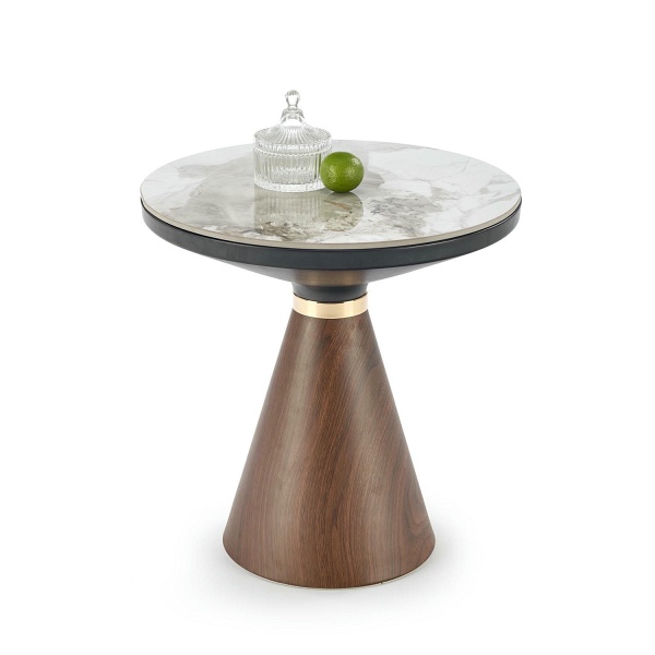 Ława GENESIS_S biały marmur / orzechowy / złoty - Halmar