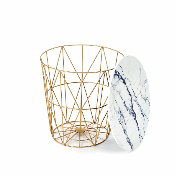 Ława HARISSA_G stelaż - złoty, blat - biały marmur - Halmar