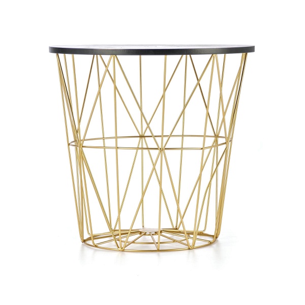 Ława HARISSA_G stelaż - złoty, blat - czarny marmur - Halmar