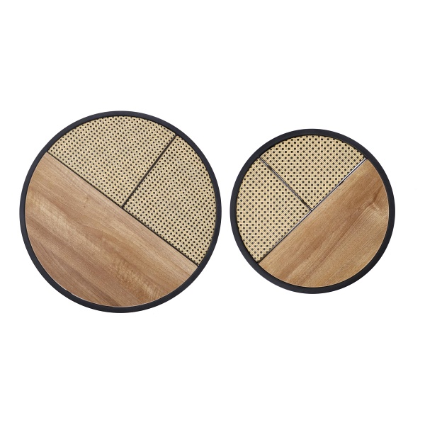 GARMINA zestaw 2 ław dąb złoty / czarny - Halmar