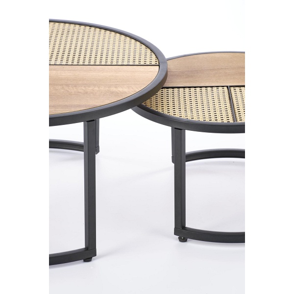 GARMINA zestaw 2 ław dąb złoty / czarny - Halmar