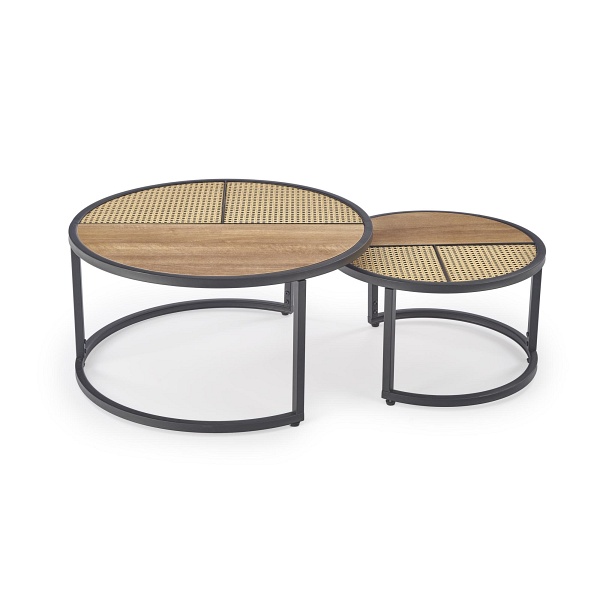 GARMINA zestaw 2 ław dąb złoty / czarny - Halmar