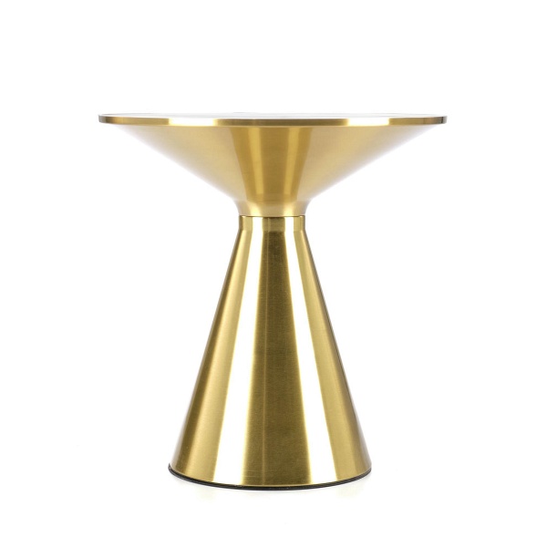 Ława TRIBECA biały marmur / złoty - Halmar