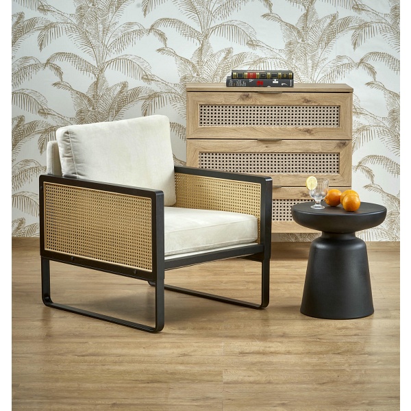 Fotel ILARIO wypoczynkowy, czarny / naturalny - Halmar