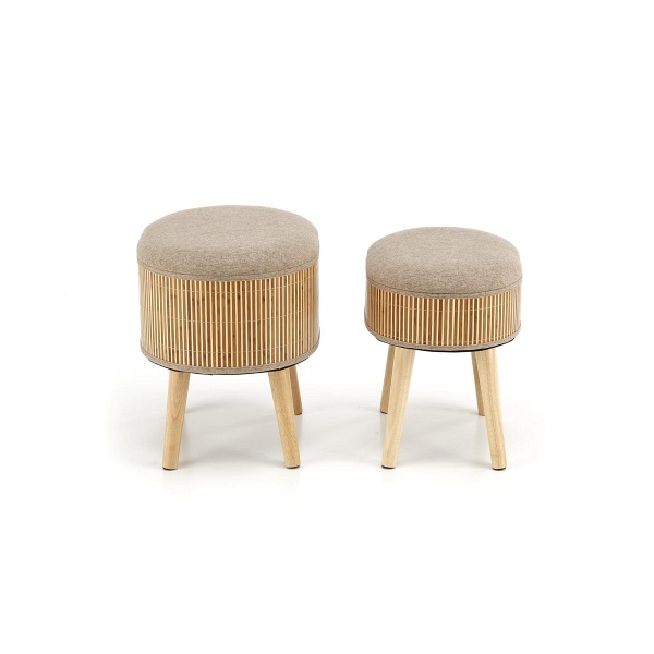 TICO zestaw 2 puf z funkcją pojemnika, beżowy - Halmar