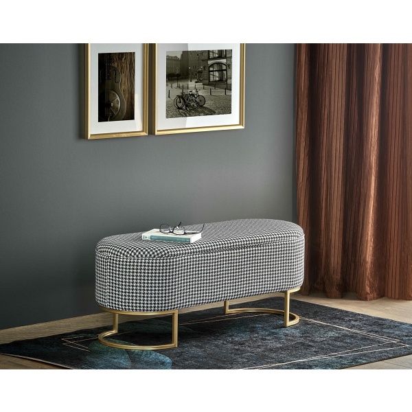 Ławka HARMONY z funkcją pojemnika, czarny / biały / złoty - Halmar