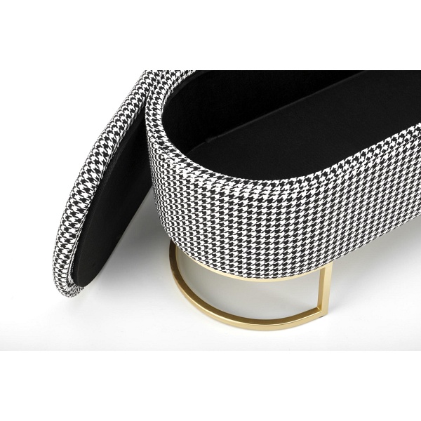 Ławka HARMONY z funkcją pojemnika, czarny / biały / złoty - Halmar