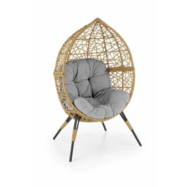 Fotel OSKAR ogrodowy, naturalny / jasny popiel - Halmar