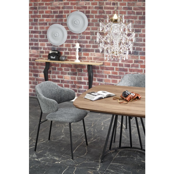 Stół EVERTON rozkładany, orzechowy / czarny - Halmar