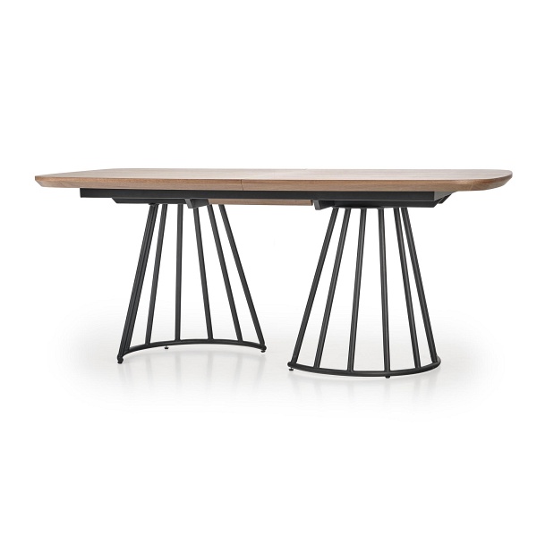 Stół EVERTON rozkładany, orzechowy / czarny - Halmar