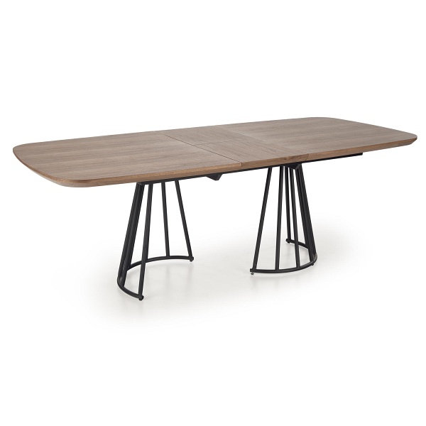 Stół EVERTON rozkładany, orzechowy / czarny - Halmar