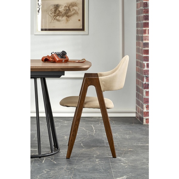 Stół EVERTON rozkładany, orzechowy / czarny - Halmar