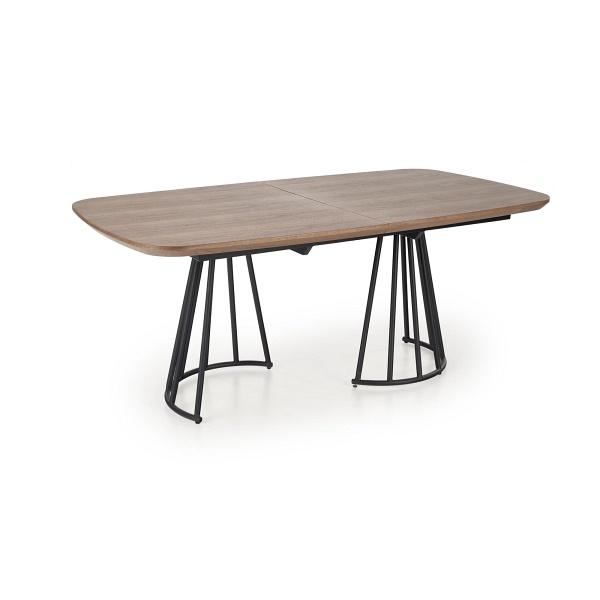 Stół EVERTON rozkładany, orzechowy / czarny - Halmar